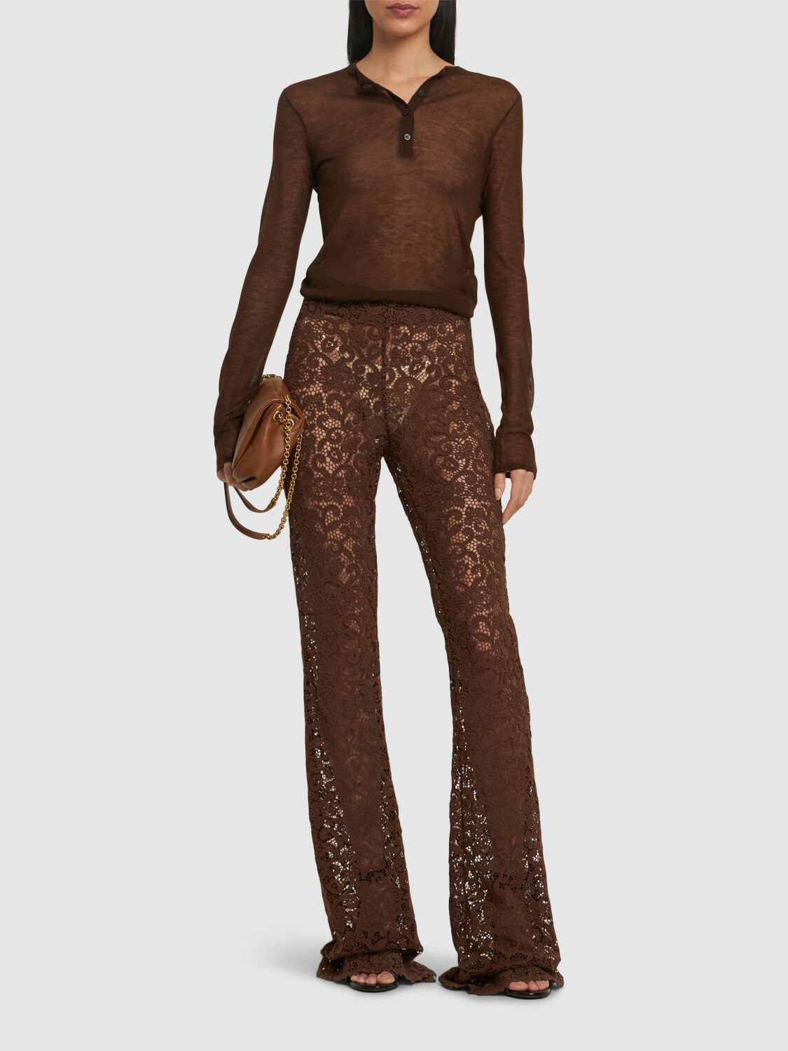 パンツ Ermanno Scervino Trousers Ermanno Scervino Bootcut Pants with Sangallo Lace Cut-Outs