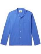 TEKLA - Camp-Collar Organic Cotton-Poplin Pyjama Shirt - Blue