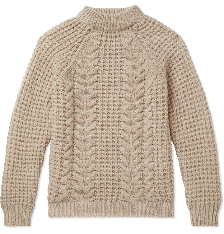Photo: Kingsman - Cable-Knit Wool and Cashmere-Blend Sweater - Neutrals