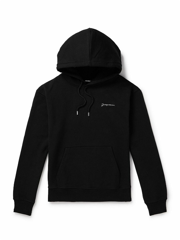 Photo: Jacquemus - Brode Logo-Embroidered Organic Cotton-Jersey Hoodie - Black