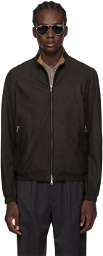ZEGNA Brown Zip Reversible Leather Jacket