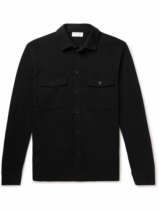 Photo: SAINT LAURENT - Cotton-Piqué Shirt - Black