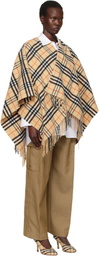 Burberry Beige Check Wool Cashmere Cape Coat