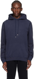 Sunspel Navy Loopback Hoodie