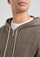 Rick Owens Maglia Ribbed Hooded Cotton Jumper Grey
