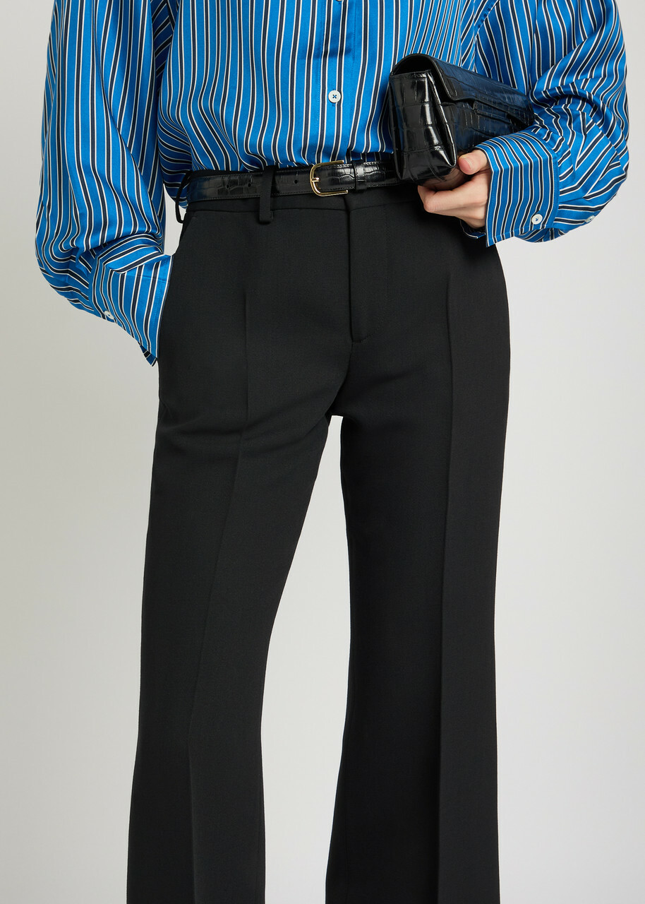 Toteme Bootcut Twill Cropped Trousers Black