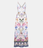 Camilla Crystal-embellished linen slip dress