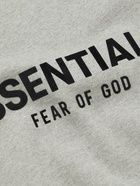 FEAR OF GOD ESSENTIALS - Logo-Flocked Cotton-Blend Jersey Sweatshirt - Gray