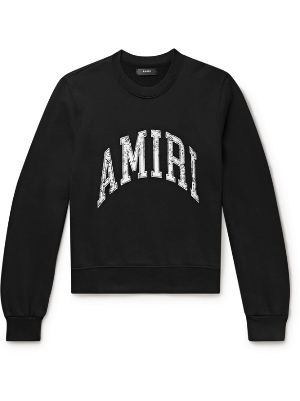 Photo: AMIRI - Logo-Appliquéd Loopback Cotton-Jersey Sweatshirt - Black