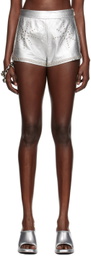 I'm Sorry by Petra Collins SSENSE Exclusive Silver Mimi Wade Edition Studded Leather Shorts