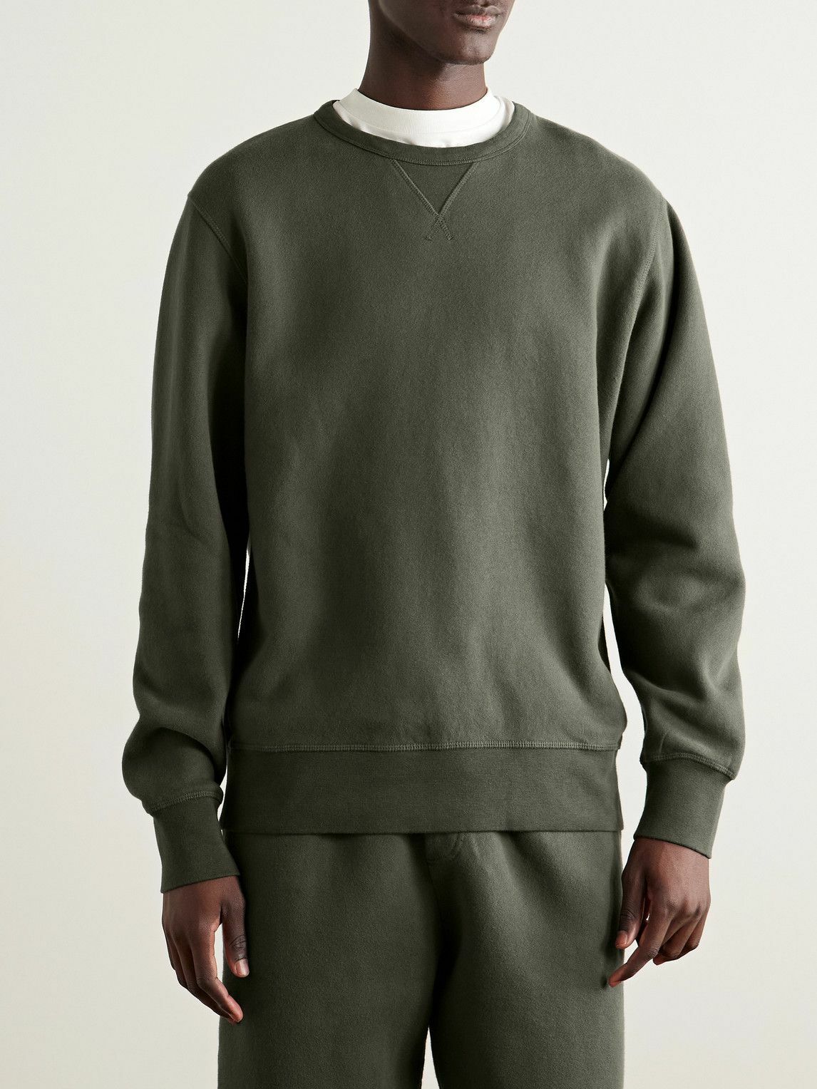 Hartford - Garment-Dyed Cotton-Jersey Sweatshirt - Green