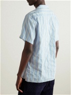 Oliver Spencer - Havana Camp-Collar Striped Cotton and Linen-Blend Shirt - Blue