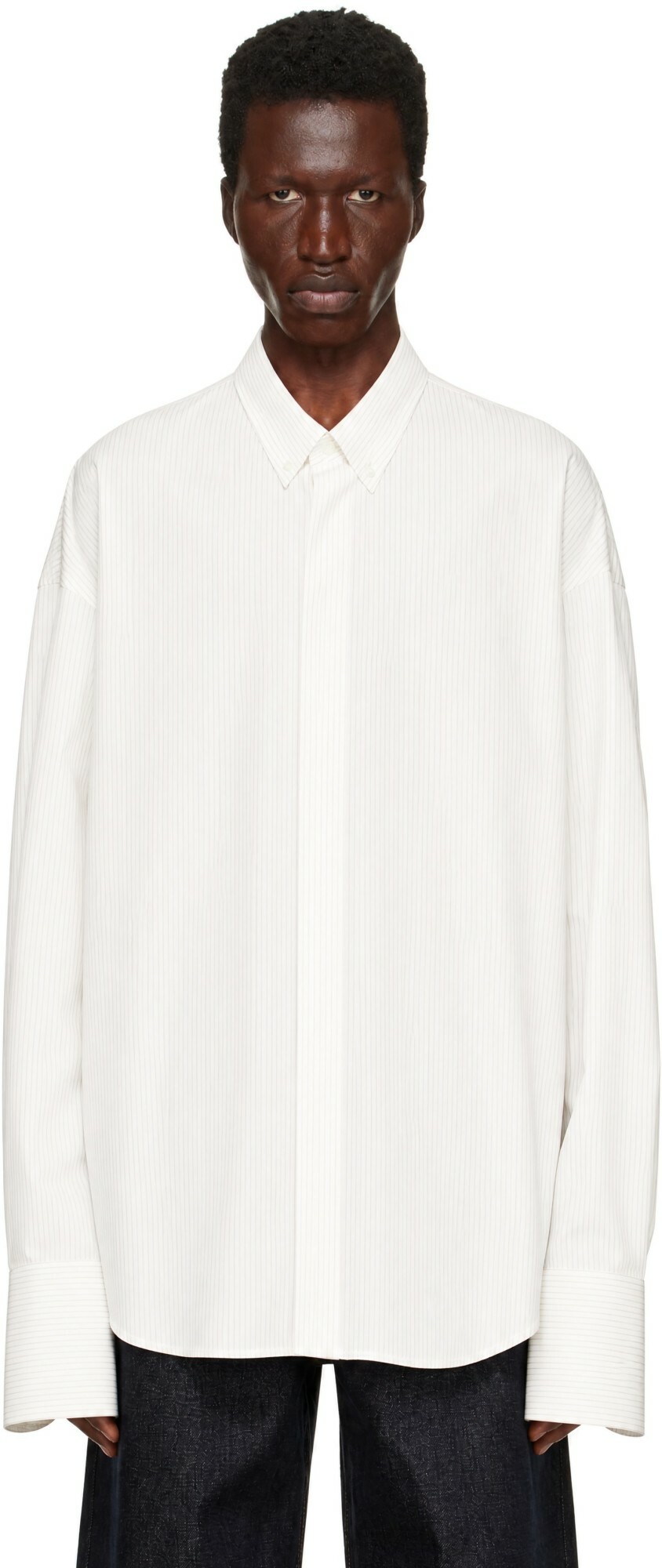 AMI Paris Off-White & Pink Oversize Shirt