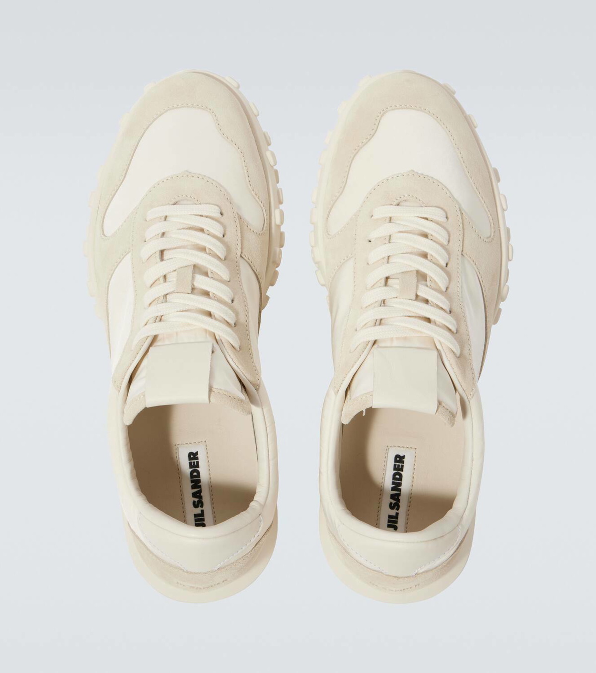 スニーカー Jil Sander White Leather And Suede Moon Sneakers Jil Sander Moon suede-trimmed sneakers Jil Sander