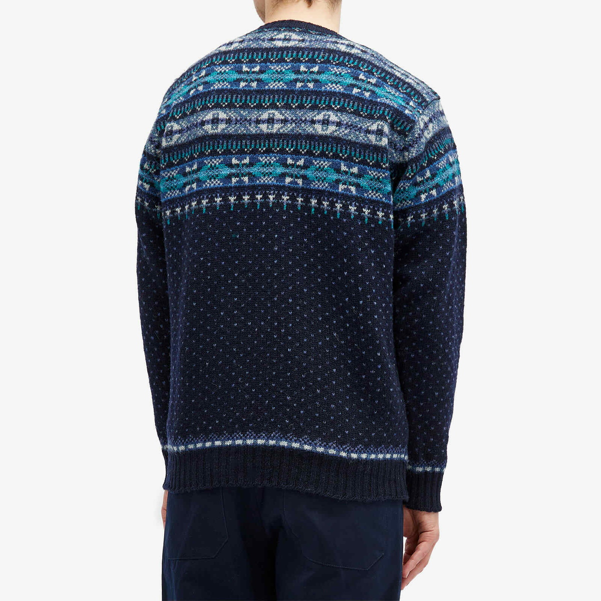 Jamieson's of Shetland Men's Nordic Fair Isle Crew Knit in Navy
