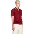 Burberry Red Check Trim Cotton Polo