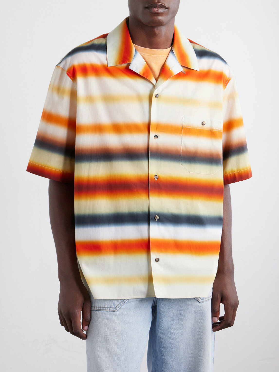 LOEWE - Paula's Ibiza Convertible-Collar Logo-Embroidered Striped Cotton-Poplin Shirt - Multi