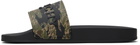 Givenchy Black & Khaki Slide Flat Pool Slides