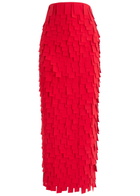 A.W.A.K.E Mode Laser-cut Open-back Crepe Maxi Skirt Red