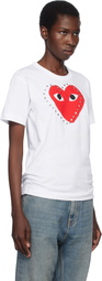 COMME des GARÇONS PLAY White Stud Print Red Heart T-shirt