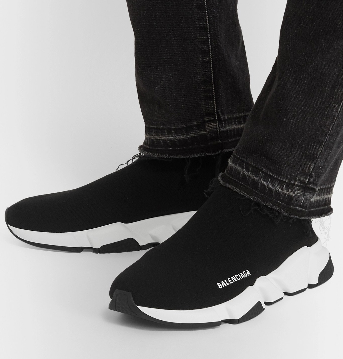 Balenciaga Speed Lace-Up Sock Sneakers Black Knit Size 39 | eBay