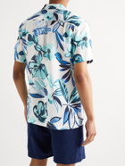 120% - Camp-Collar Floral-Print Linen Shirt - Blue