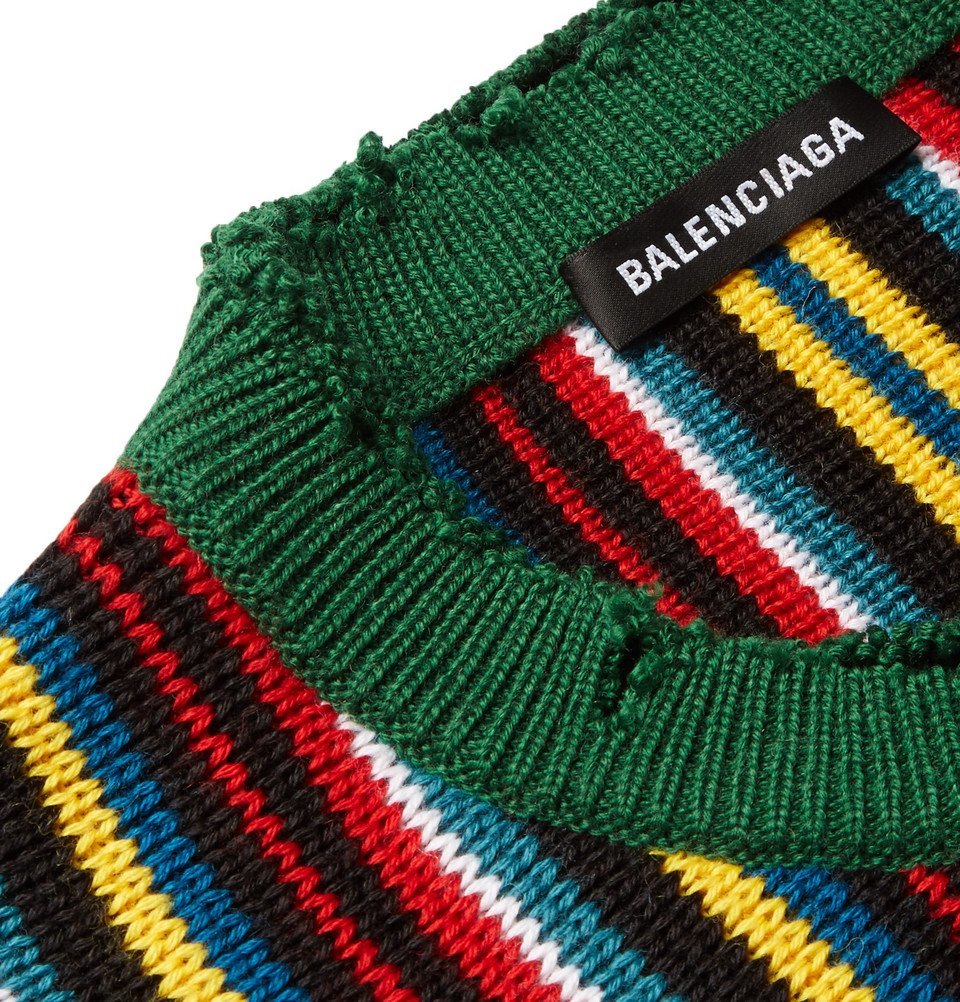 balenciaga distressed striped sweater