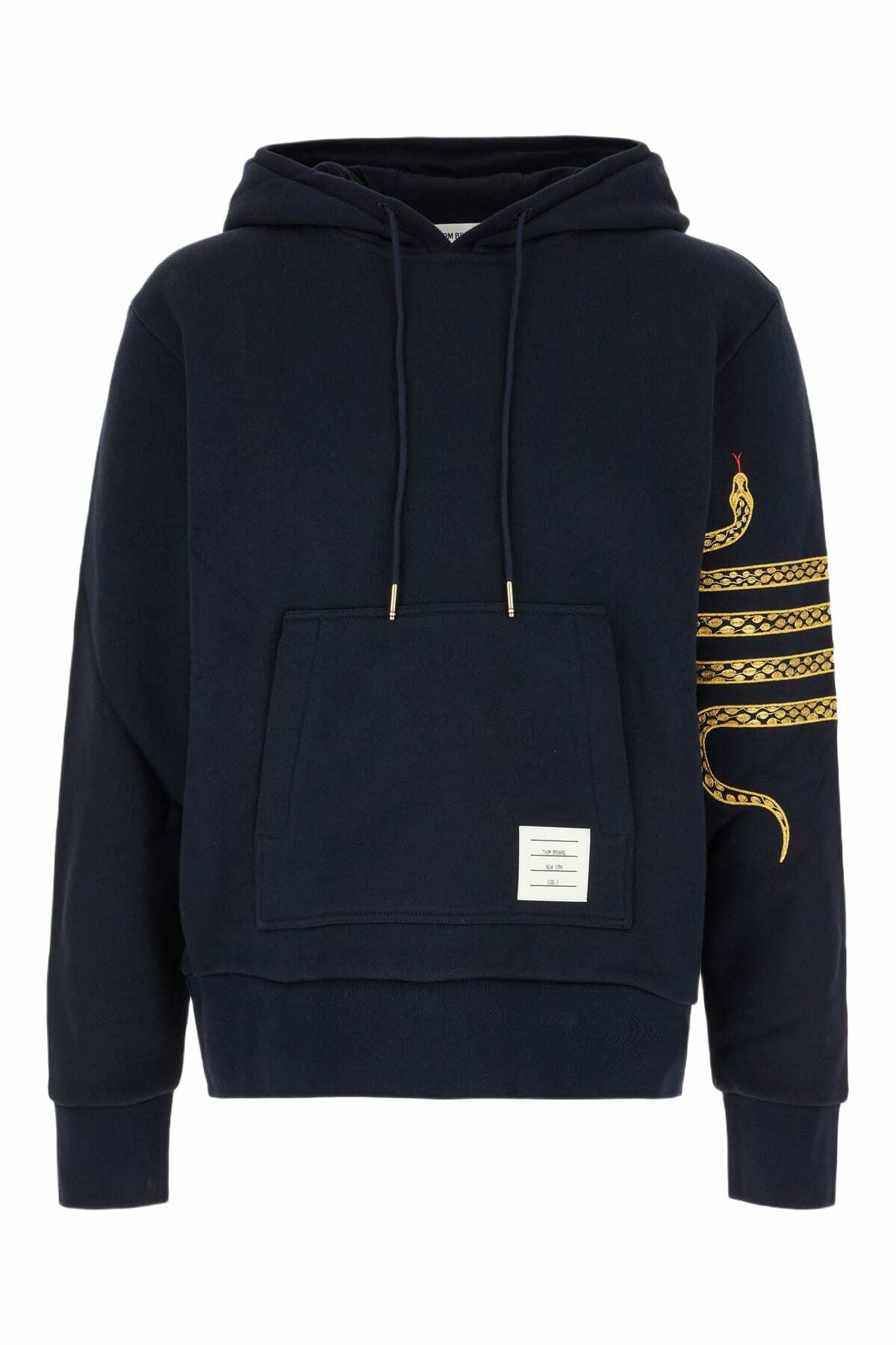 パーカー・フーディ Thom Browne Navy Blue Cotton Sweatshirt Thom Browne navy blue back grosgrain stripe hoodie with