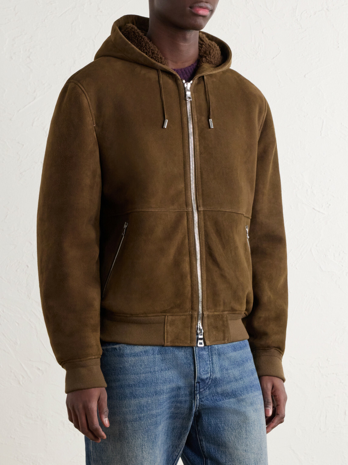 Mr P. - Hooded Shearling Jacket - Brown