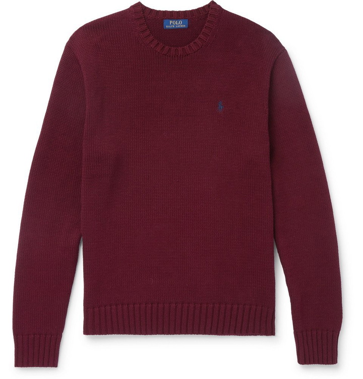 Photo: Polo Ralph Lauren - Slim-Fit Cotton Sweater - Burgundy