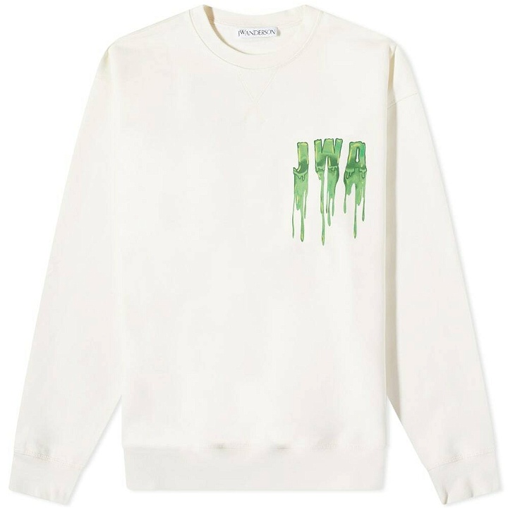Photo: JW Anderson Men's Slime Logo Classic Crew Sweat in Off White/Green