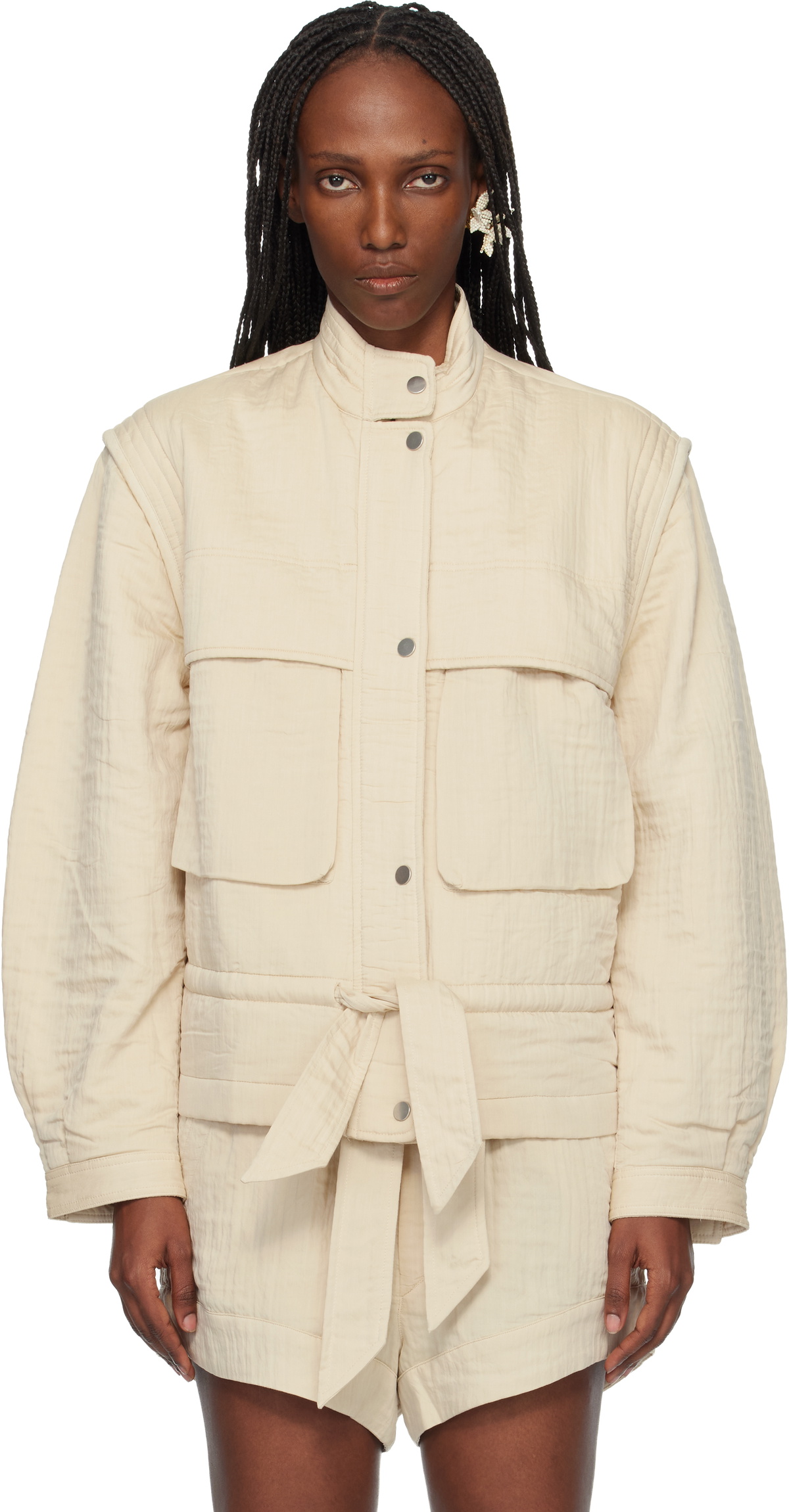 Isabel Marant Etoile Green & Off-White Malti Fleece Jacket Isabel