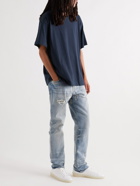 Fear of God - Distressed Logo-Appliquéd Cotton-Jersey T-shirt - Blue