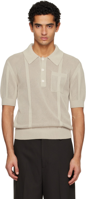 Photo: Lanvin Taupe Striped Polo