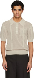 Lanvin Taupe Striped Polo