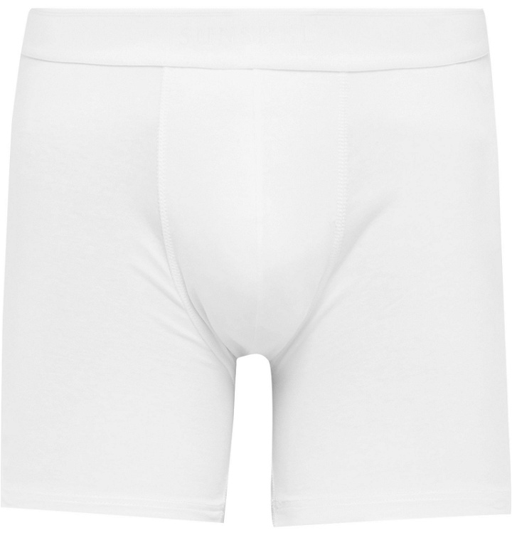 Photo: Sunspel - Mélange Stretch-Cotton Jersey Boxer Briefs - White