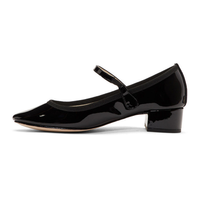 Repetto Black Patent Rose Mary Jane Heels Repetto