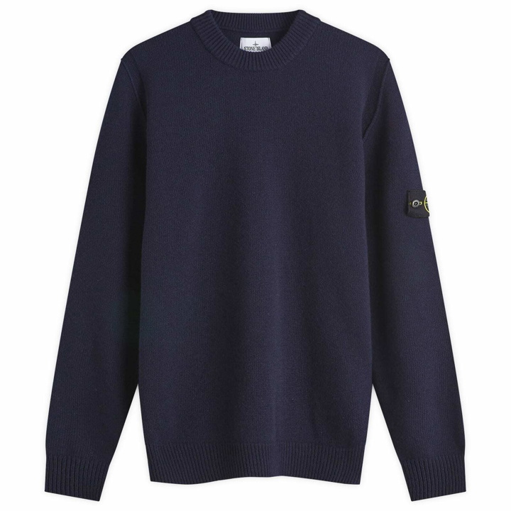 Photo: Stone Island Men's Reverse Seam Lambswool Crew Neck Jumper in Navy Blue