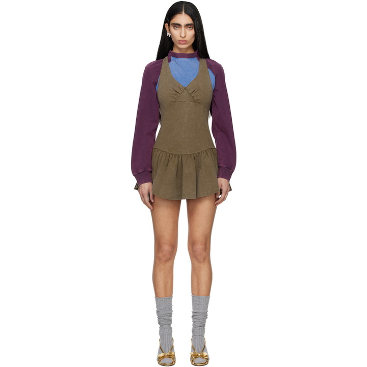 Photo: SHUSHU/TONG Khaki Sleeveless T-Shirt Minidress