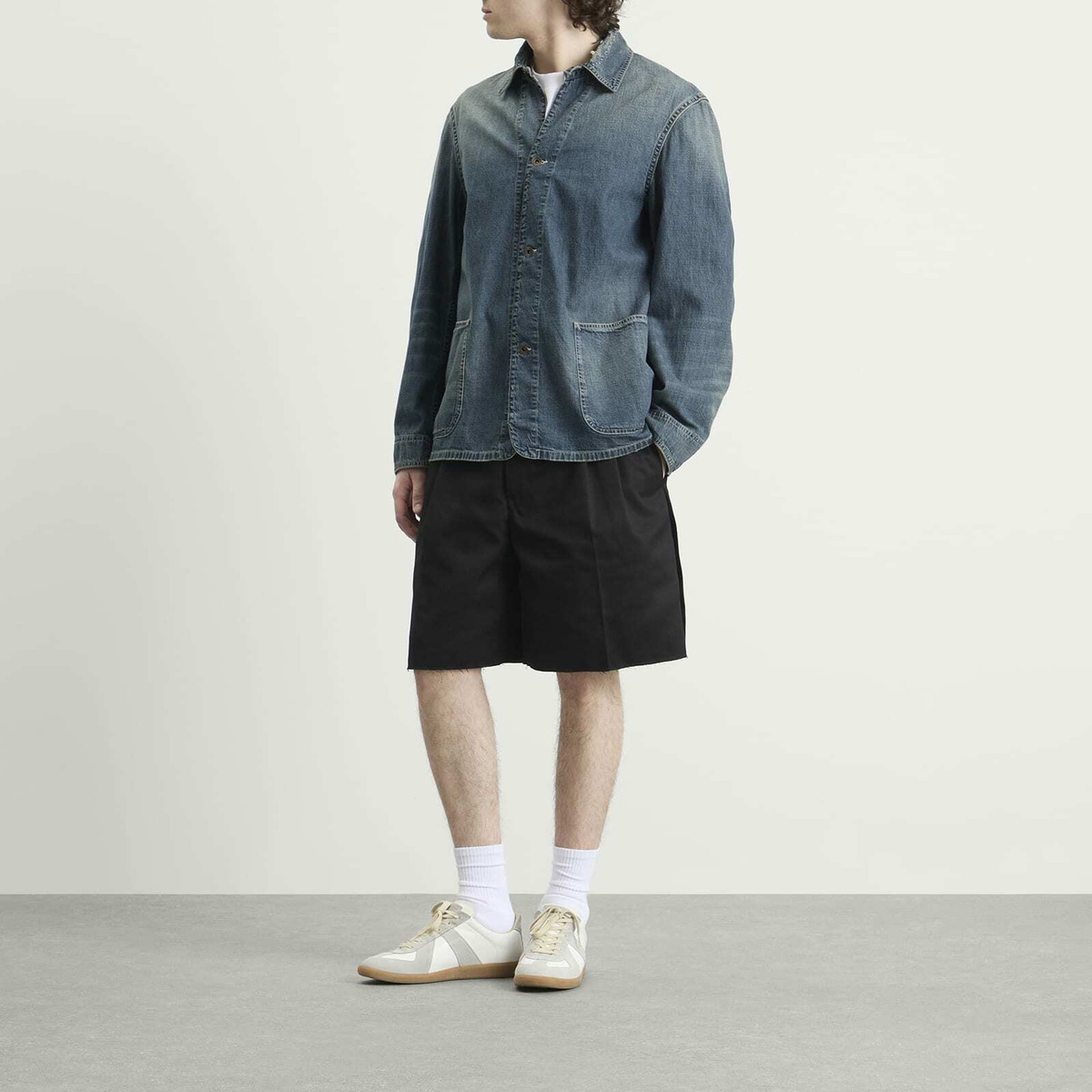 Maison Margiela Men's Denim Shirt Jacket in Washed Blue