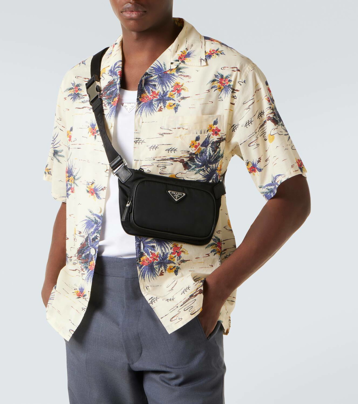 Prada Re-Nylon leather-trimmed belt bag Prada
