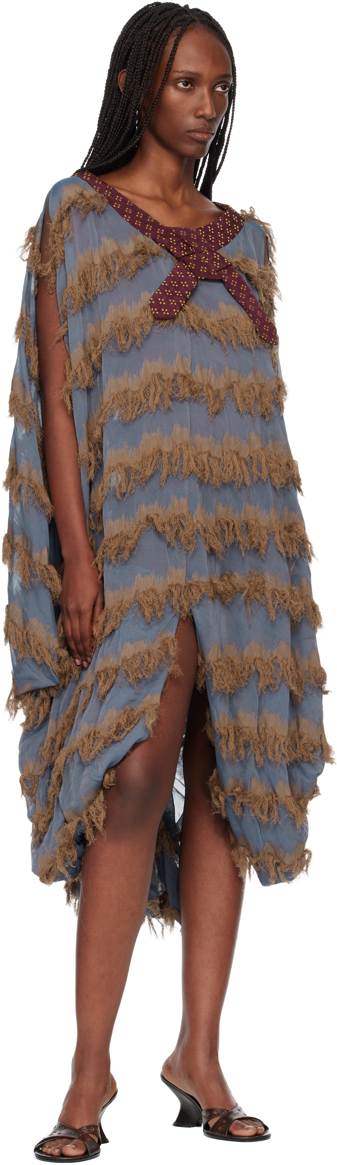 Kiko Kostadinov Blue & Brown Rossi Midi Dress