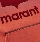 Isabel Marant - Logo-Flocked Dégradé Cotton-Blend Jersey Hoodie - Burgundy