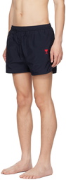 AMI Paris Navy Ami de Cœur Swim Shorts