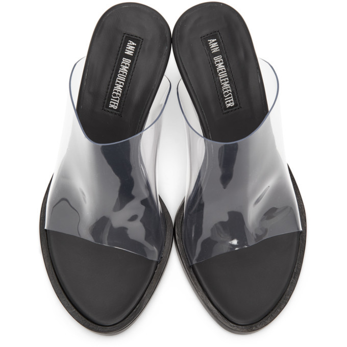 Ann Demeulemeester Black and Transparent PVC Heeled Sandals Ann
