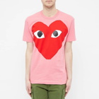 Comme des Garçons Play Men's Red Heart Logo T-Shirt in Pink