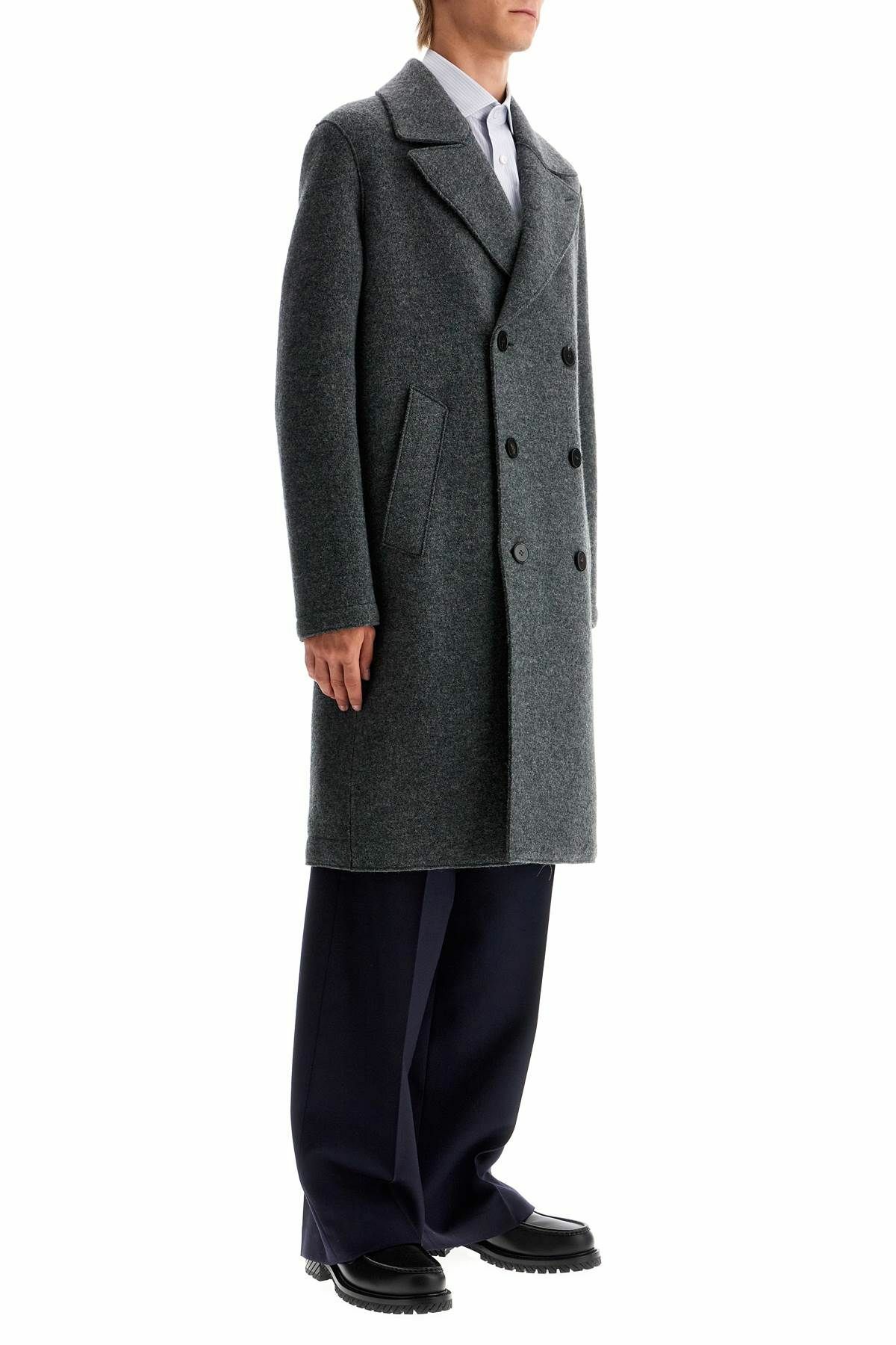 HARRIS WHARF LONDON double-breasted wool coat in boiled Grey