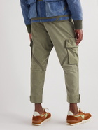 Greg Lauren - Tapered Webbing-Trimmed Cotton Cargo Trousers - Green