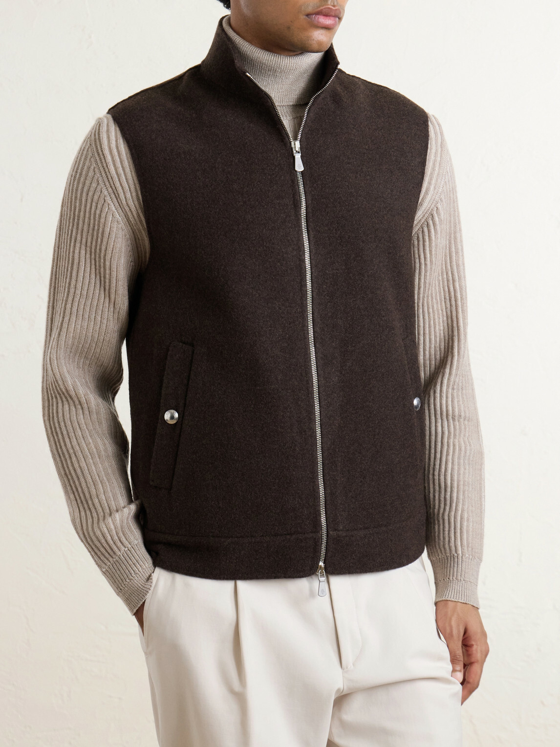 Eleventy - Brushed-Wool Zip-Up Gilet - Unknown