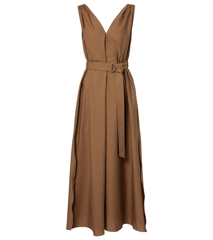 Photo: Brunello Cucinelli Belted cotton-blend midi dress